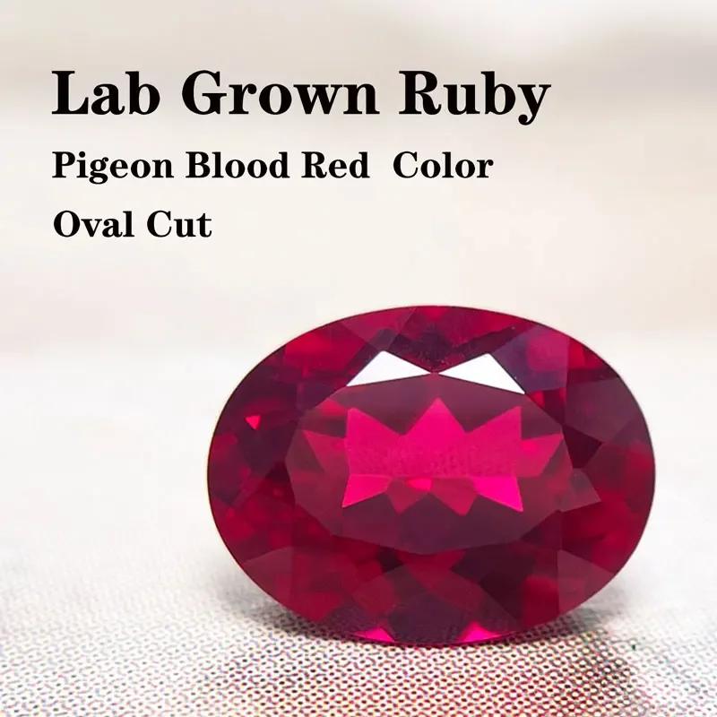 

Natural Pigeon Blood Red Color Lab Grown Ruby Oval Shape Charms Gemstone for DIY Jewelry Materials Selectable with Certificate