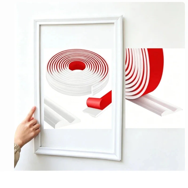 Elegant Self-Adhesive 1 Roll Decorative Strips Picture Frame Shape Flexible Peel and Stick Trim for Wall Floor Furniture Cabinet