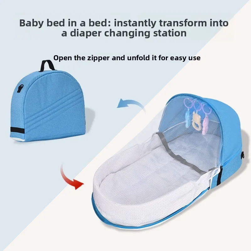 

Портативная складная кроватка-люлька для новорожденных с защитой от давления, бионическая дорожная кроватка-манеж, безопасная, комфортная, компактная