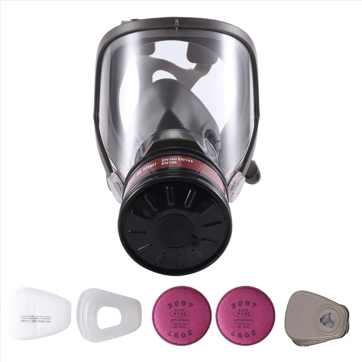 ABJS Full Mask Masks Nuclear and Chemical with 40mm Activated Carbon Filter, Reusable Respirator Mask for Gases