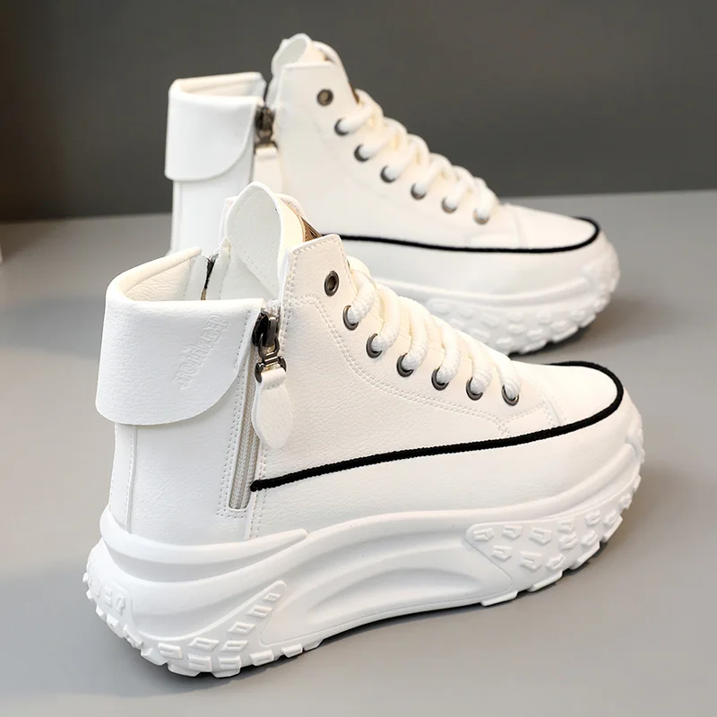 High Top Damenschuhe Round Head Schuhe dicken Boden erhöht Casual Board Schuhe Street Shoot ins neues Design