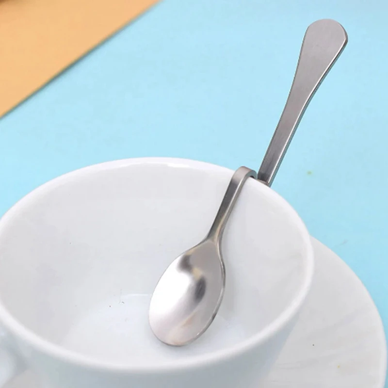 1 Piece Cute Curved Spoon Teaspoon As Shown Stainless Steel Condiment Drink Hanging Tea Coffee Dessert Drink Tableware