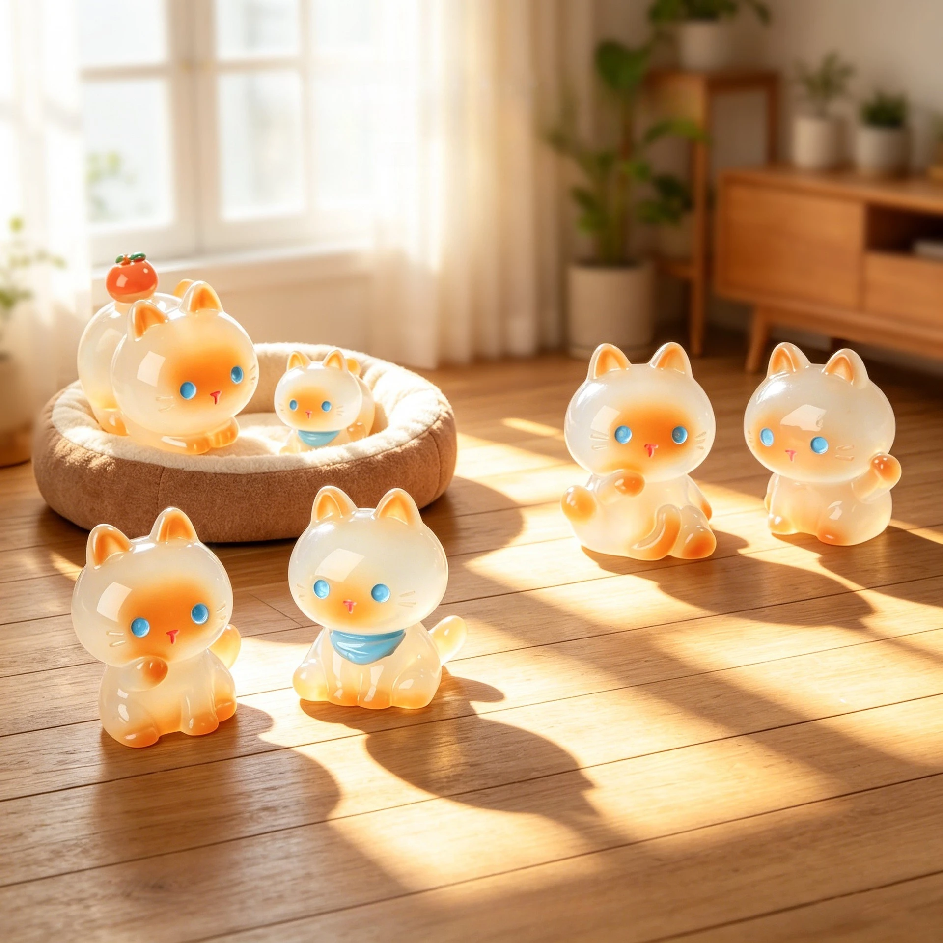 Luminous Siamese Cat Figurine Miniature Resin Charm Cute Kawaii Glow In Dark DIY Jewelry Accessories Micro Landscape Decor