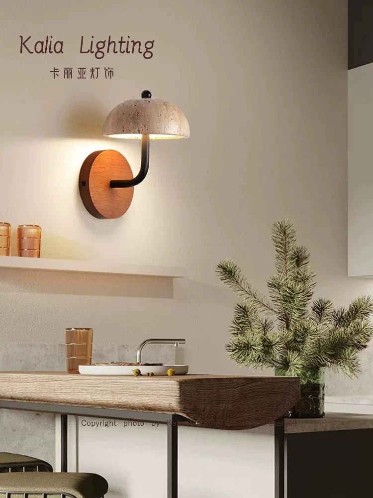 Wabi Sabi Wind Yellow Cave Stone Mushroom Wall Light Bedroom Bedlight Retro Corridor Staircase Background Wall Light