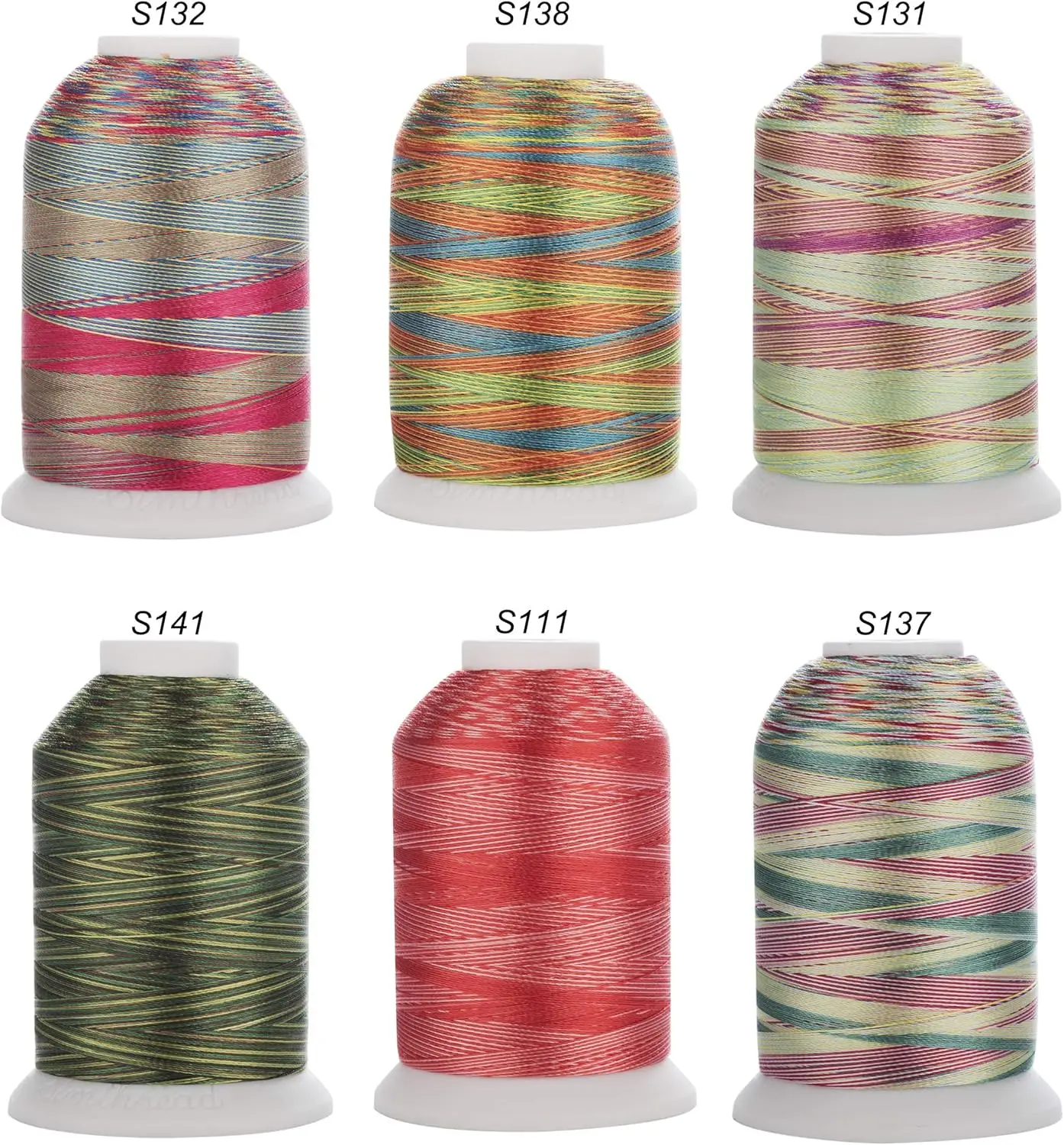 Simthread 6 Colors Polyester Variegated Embroidery Machine Thread 1100 Yards (1000M) for Embroidery and Sewing Machines