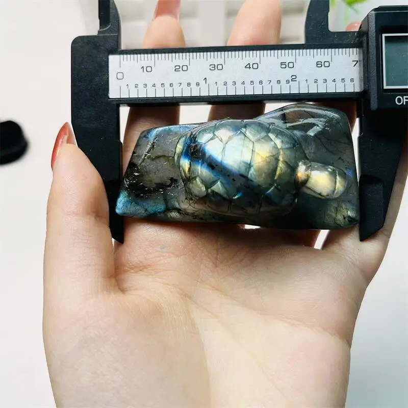 Natural Freeform Labradorite Tortoise Carving Statues Crystal Animal Cute Carving Figurine For Christmas Gift 1pcs image 4