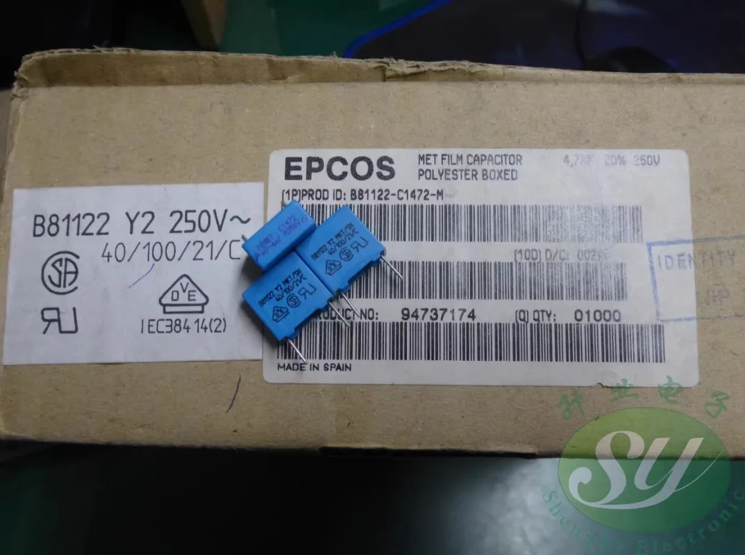 

20PCS EPCOS 0.0047uf/250vAC 4n7 4700pf 4.7nf 472 New Y2 film capacitor 10MM B81122C1472M