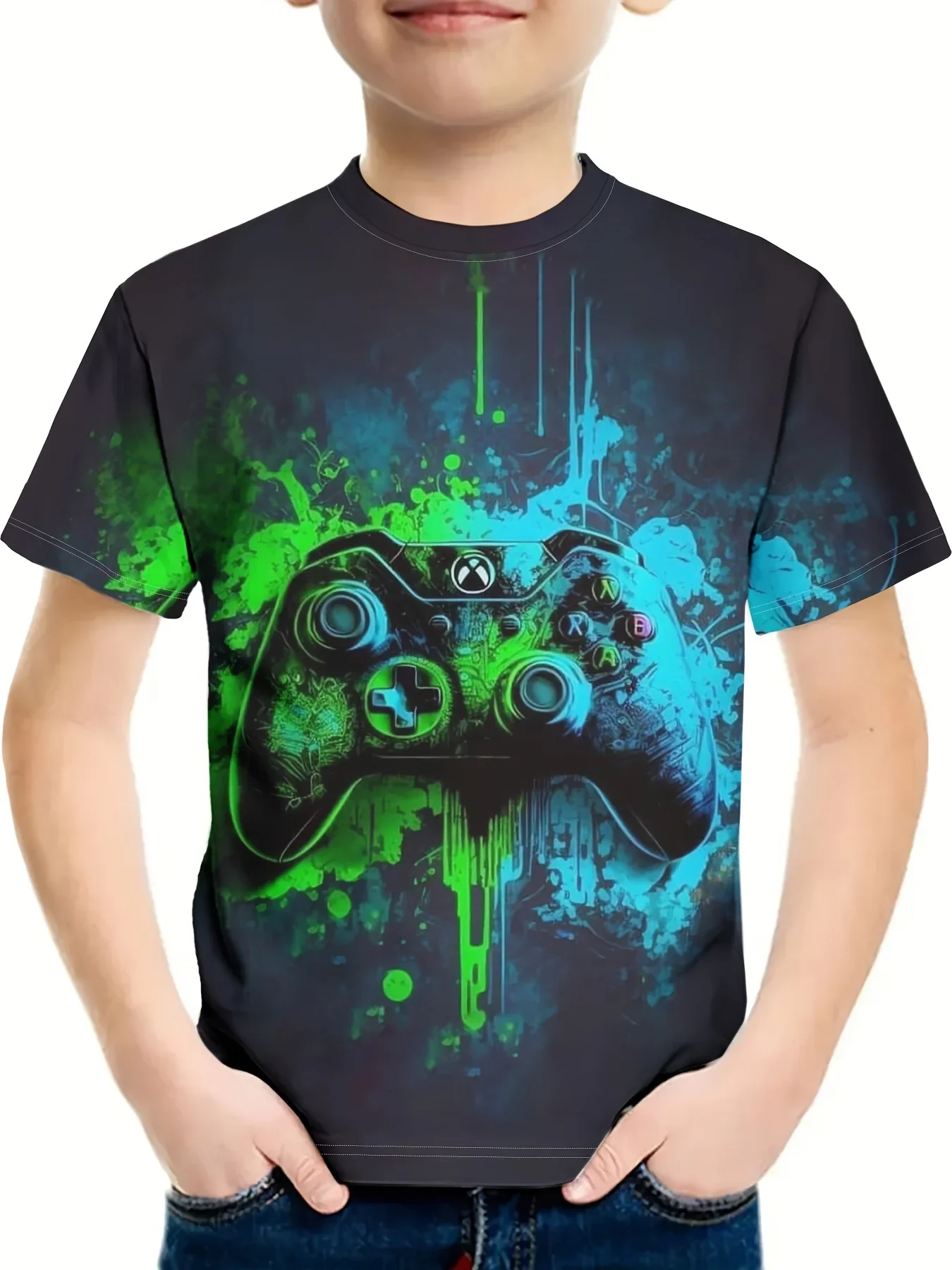 Game Handle Boy T-shirt Colorful Men T-shirt 3D Printing Fashion Short Sleeve Oversized Men T-shirt Casual Men Clothing