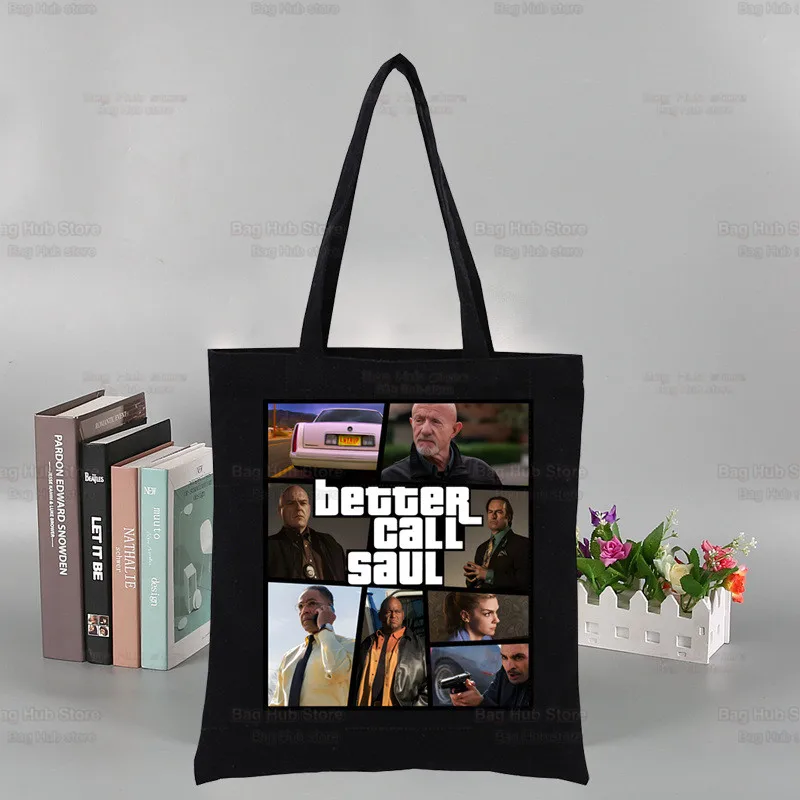 Better Call Saul Breaking Custom Tote Bag Shopping Original Design Black Unisex Travel Canvas Bags Eco Foldable Shopper Bag