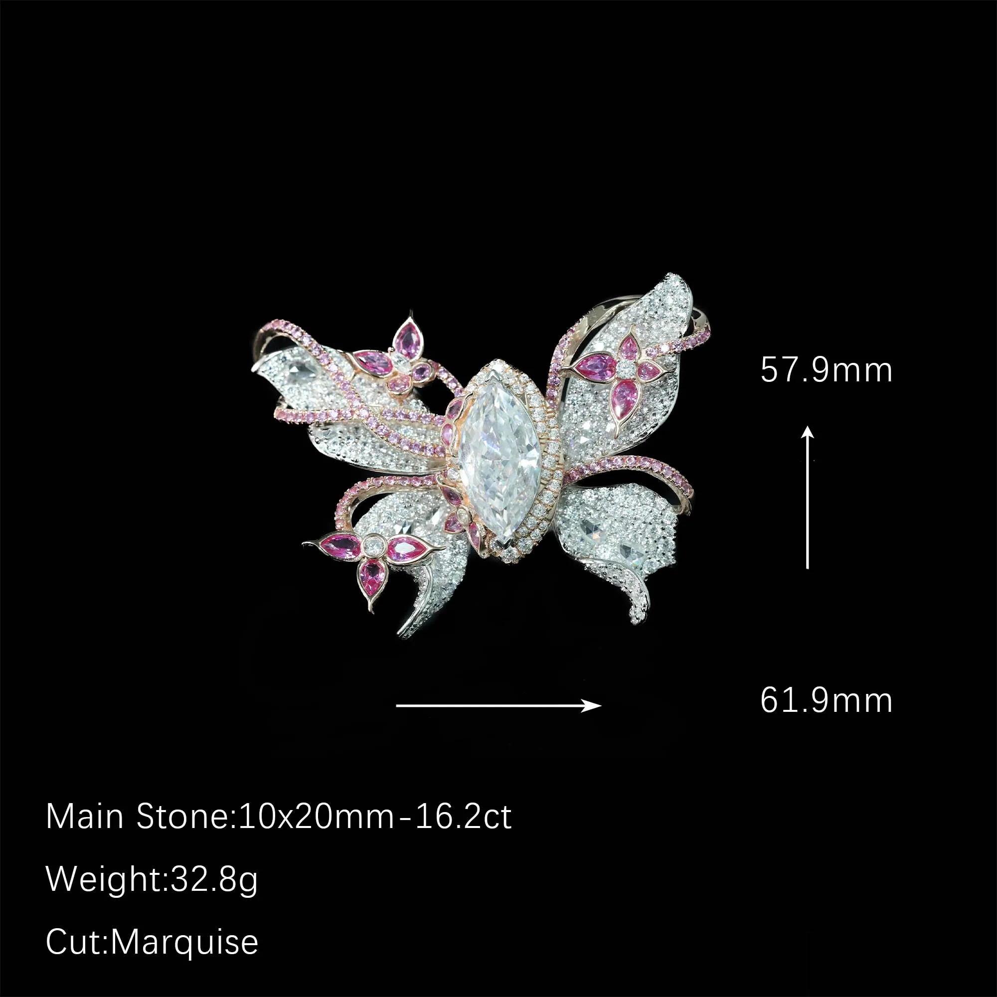 Three wearing methods Luxury Butterfly Statement Ring 925 Sterling Silver Romantic Fine Jewelry for Women's Birthday Party Gifts