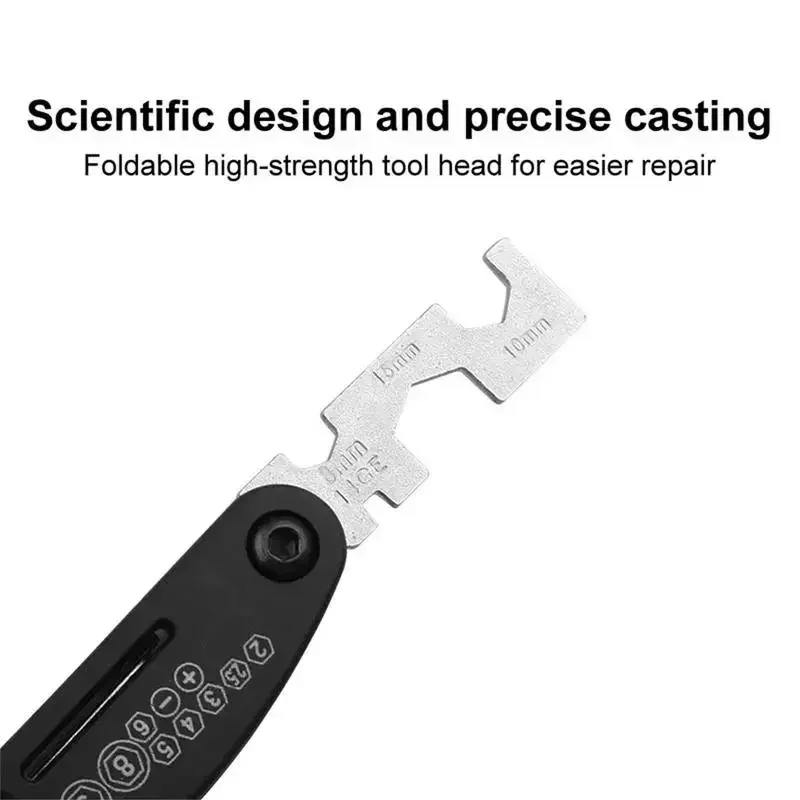 Kit multiferramentas de ciclismo 16 em 1 durável - Ferramenta ergonômica de reparo de bicicletas com chave sextavada para bicicletas de estrada e montanha