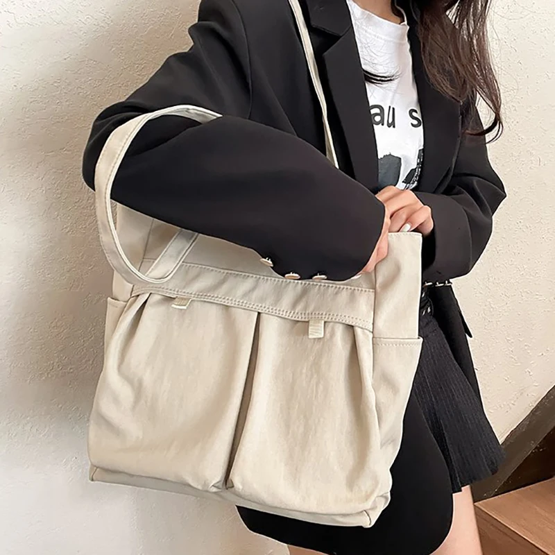 

HAEX Vintage Women Tote Bags Casual New Designer Solid Large Capacity Shoulder Bolso Mujer All Match Daily Commute Bag Female