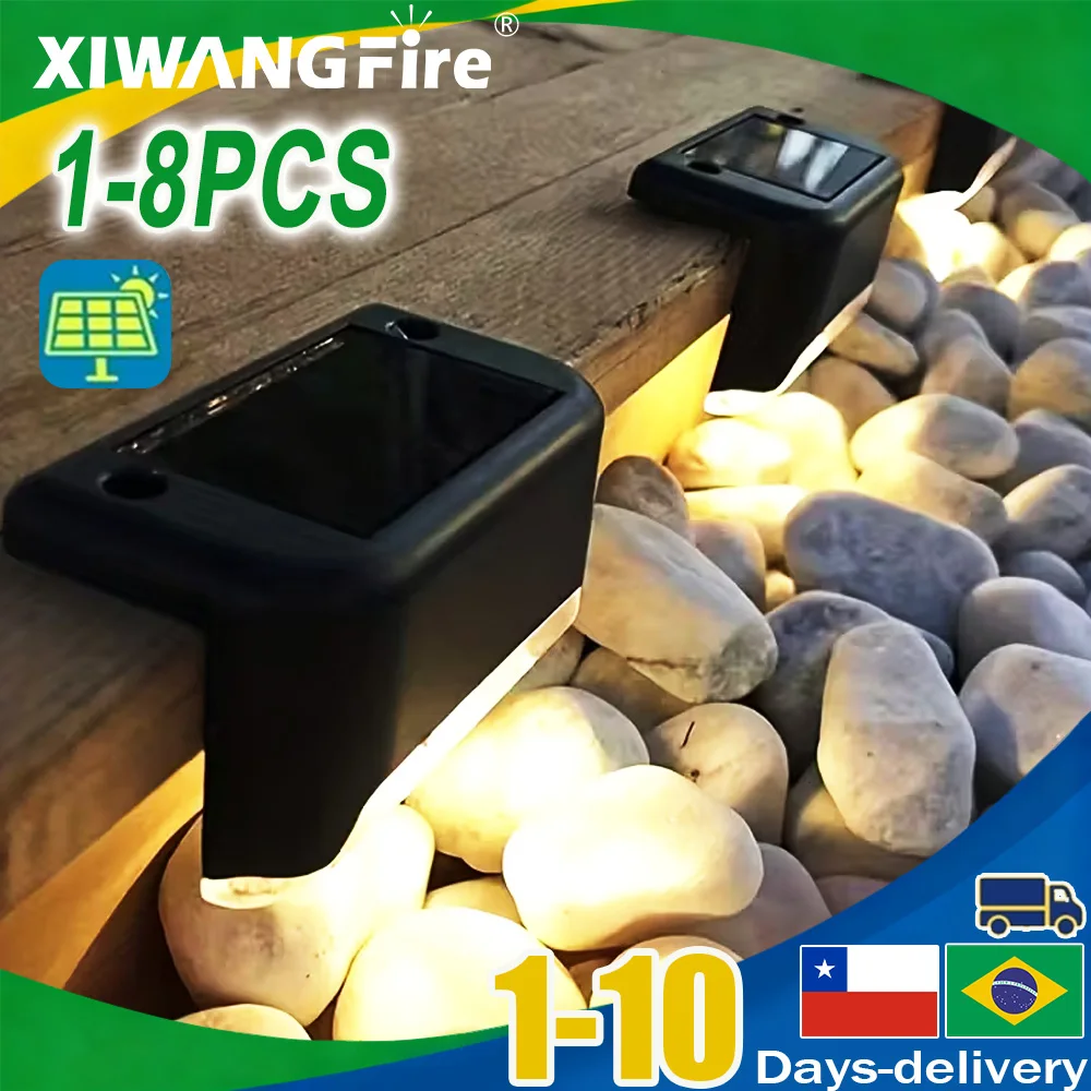 1-8PCS Solar Deck Lights Outdoor Waterproof LED Fence Lights Step Garden Decorate Lamp for Patio Stairs Railing Pathway