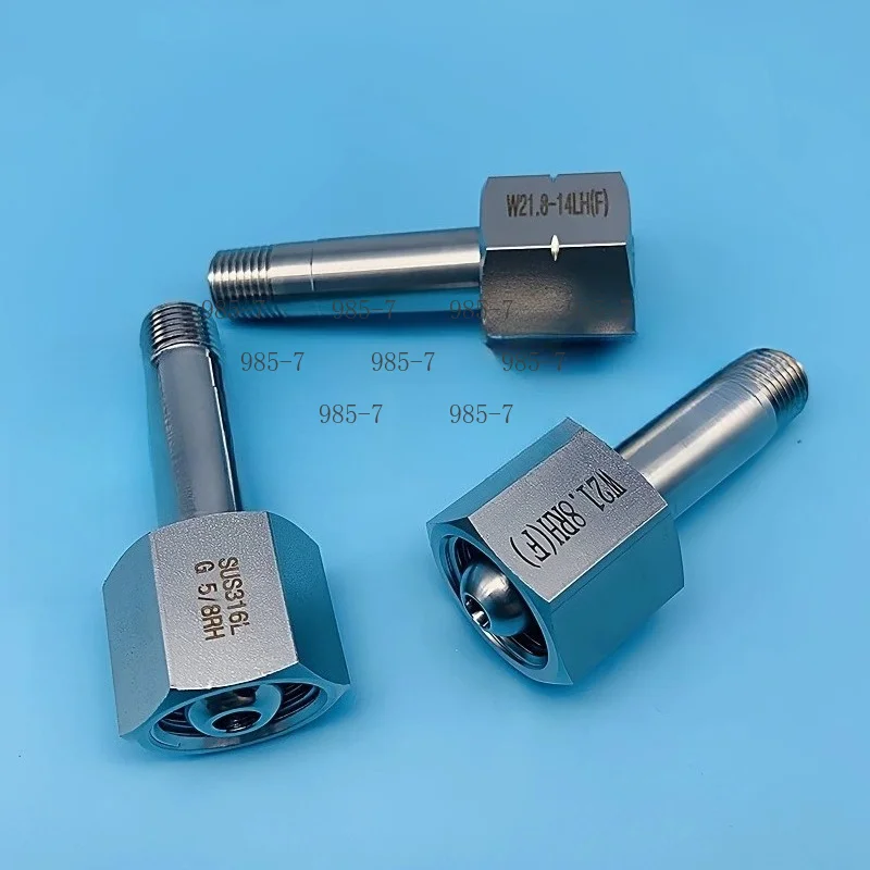 316L cylinder connector nitrogen G5/8 to NPT1/4 cylinder BS341-8 DIN477 W21.8-14 thread