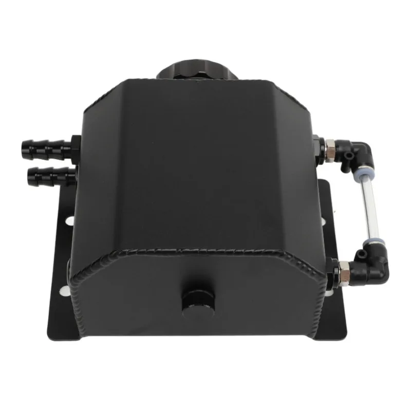 Tanque de expansión universal para refrigerante de motor de 1 litro: botella de depósito de desbordamiento de aleación de aluminio, acabado negro, adecuado para varios vehículos