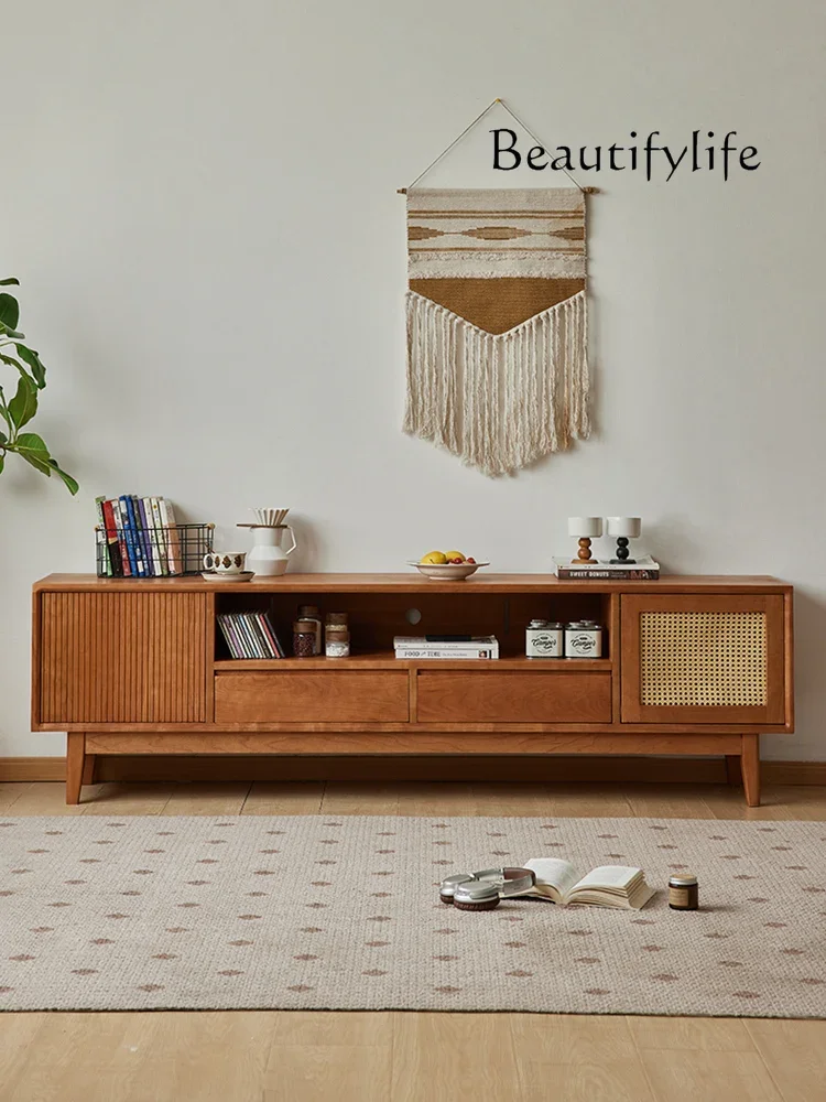 

LX49Japanese-style medieval cherry wood TV cabinet, living room home simple floor-to-ceiling audio-visual cabinetSSS