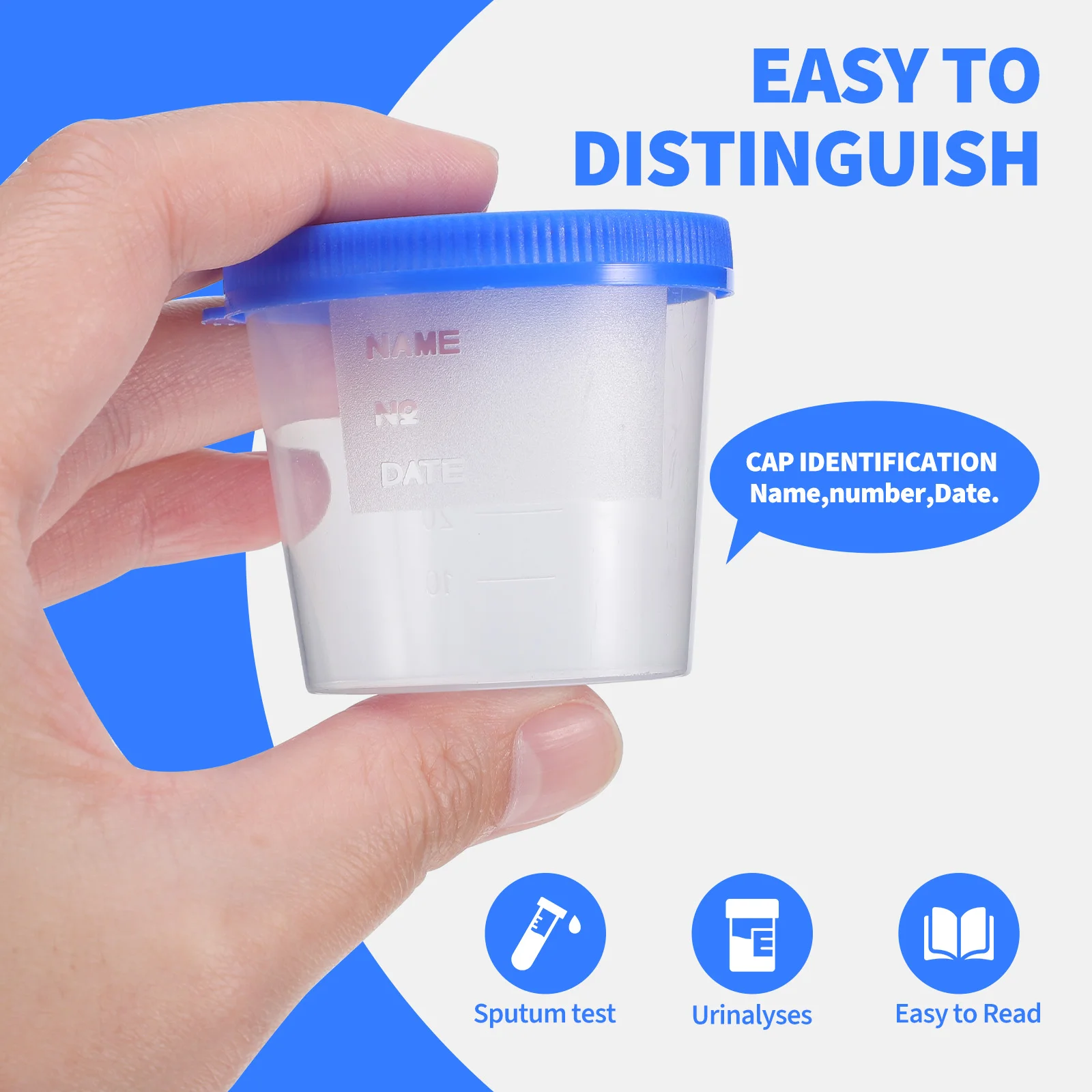 30 Pcs Disposable Sputum Cup Specimen with Lid Container Non Sample Plastic Collection Nurse