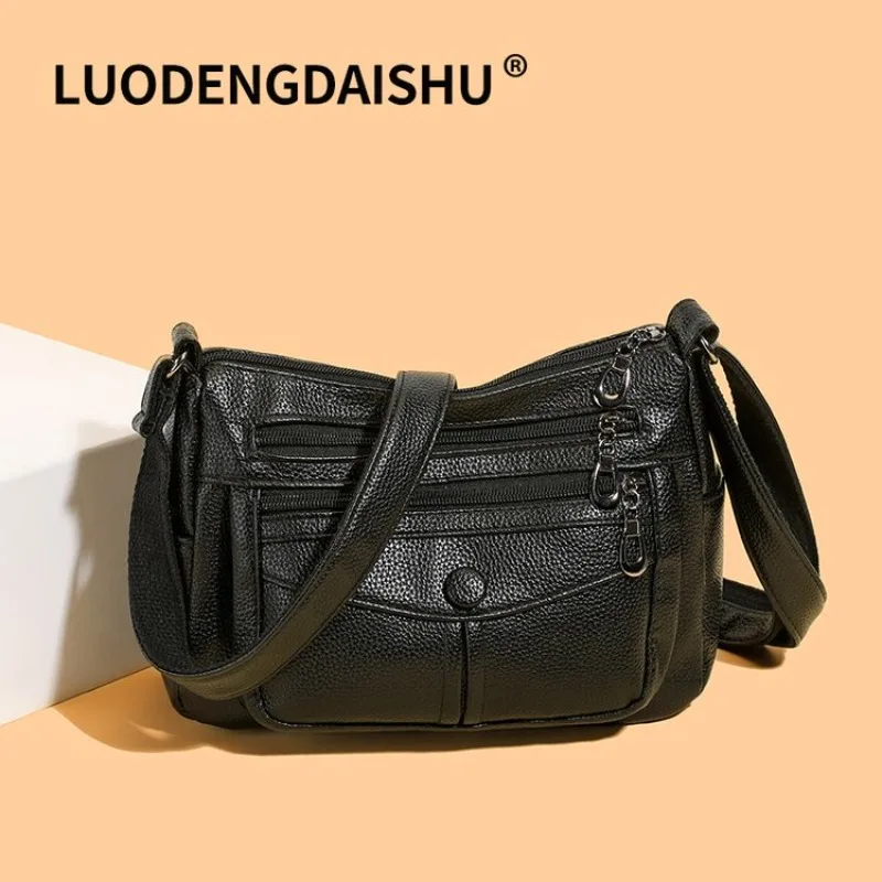 

Commuter Chic Diaper Bag Women's Luxury Leather Tote Vintage Crossbody Bag Minimalist Designer Large Capacity Elegant