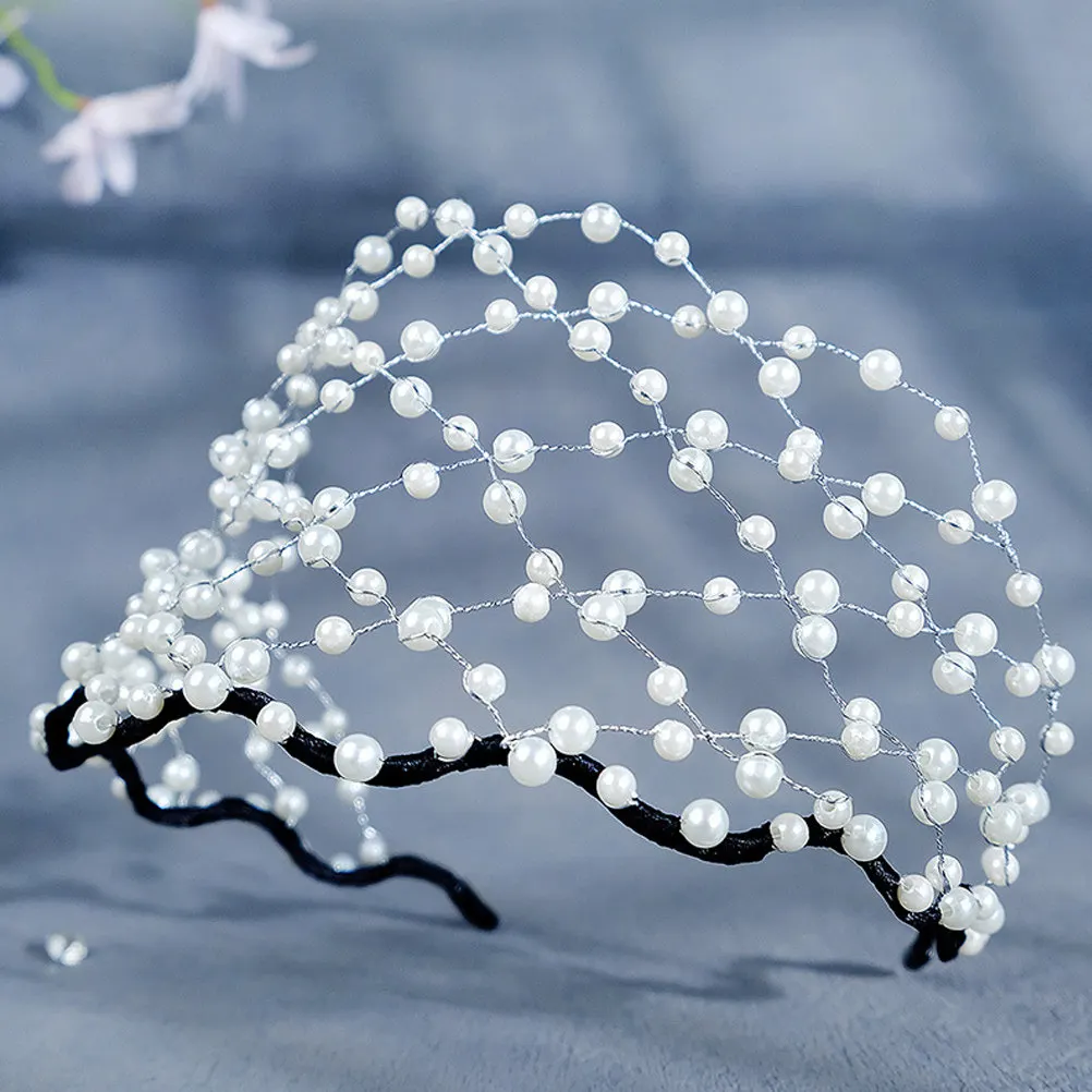 Elegant Pearl Headband Bridal Wedding Tiara Delicate Hair Accessory Romantic Hairband Pearl Headpiece Headband with Pearls