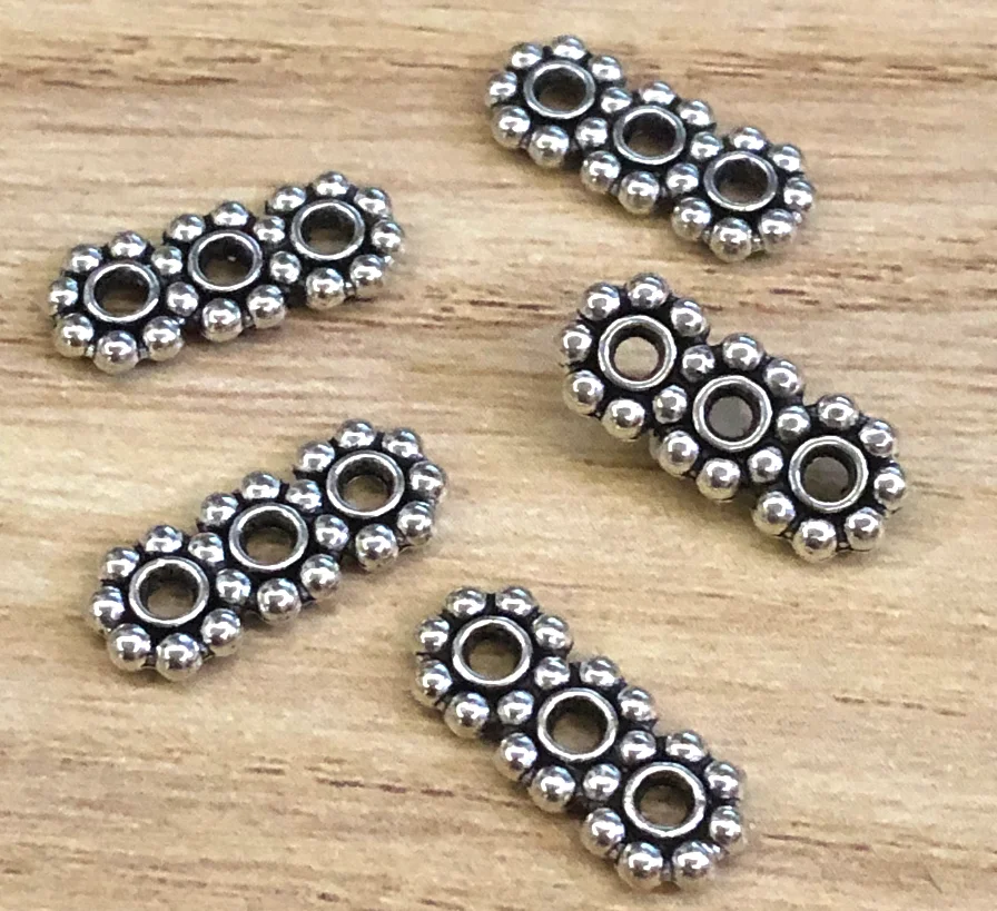 

50pcs 15*6mm Zinc Alloy matel tibetan silver 3holes spacer beads for jewelry making HWH0234