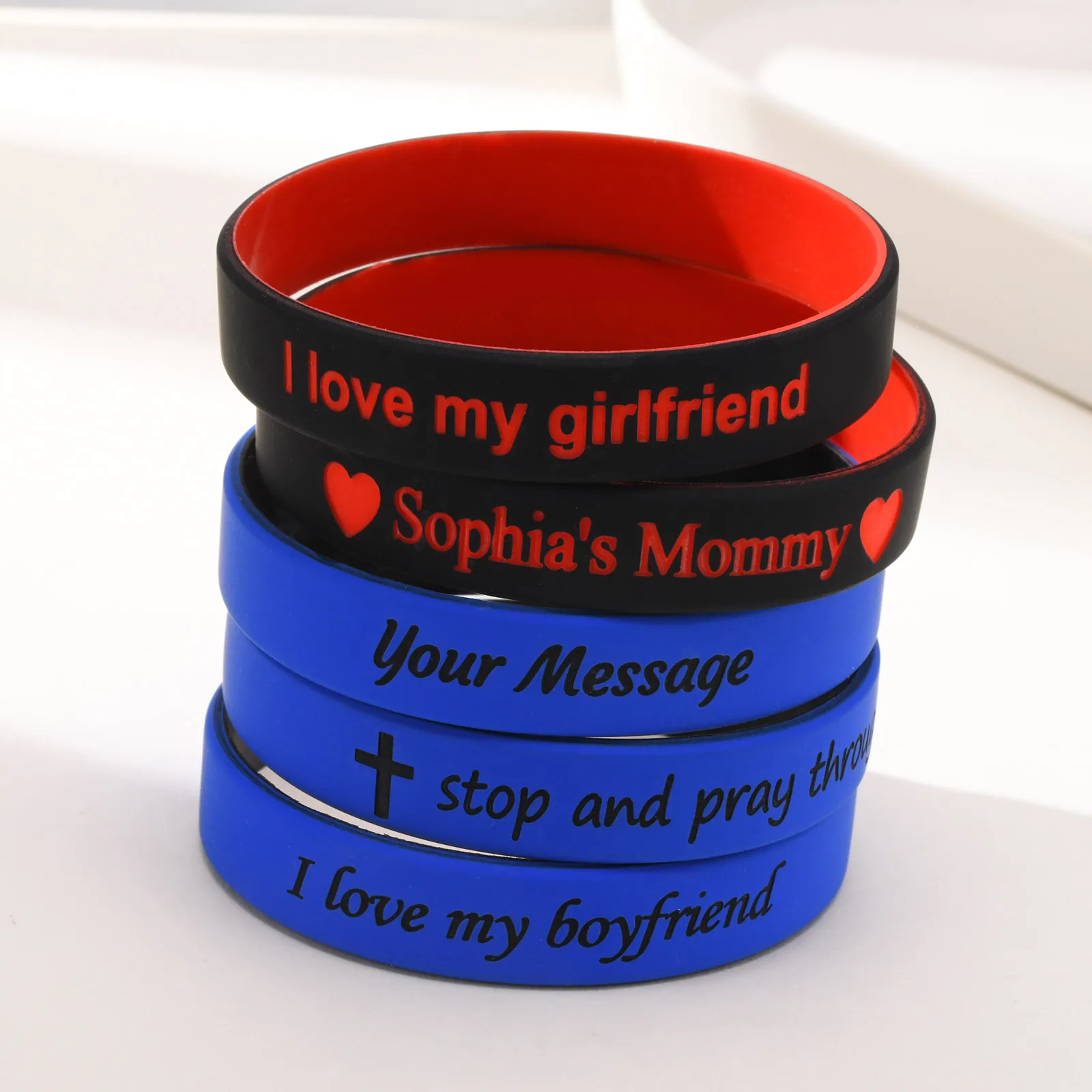 Free Custom Silicone Bracelets for Men Boys,Personalized ID Name Content Contact Number Soft Wristband,Individuation Jewelry