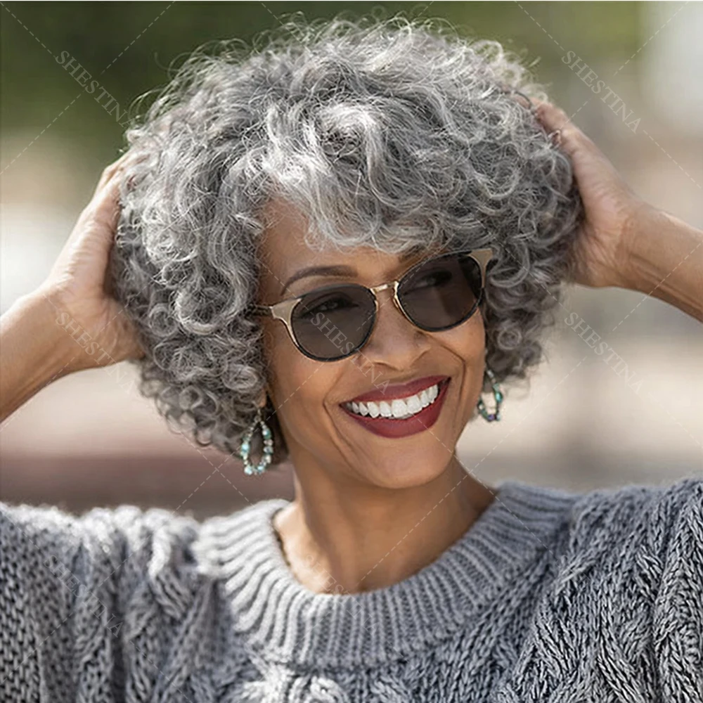 

Готовый к носке парик без клея, солено-перечный, глубокая волна, боб, без клея, с кружевной передней частью 5x5, свободные кудри, из натуральных волос, для пожилых людей