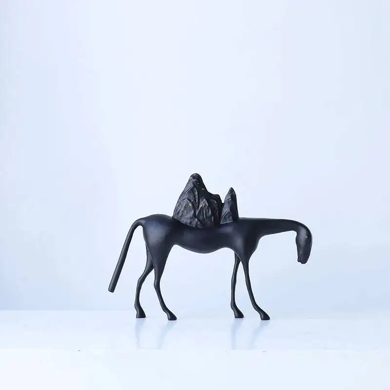 Metal Handicrafts Simulation Animal Sculpture Horse Ornament Camel Mountain Abstract Animal Statues Home Decoration