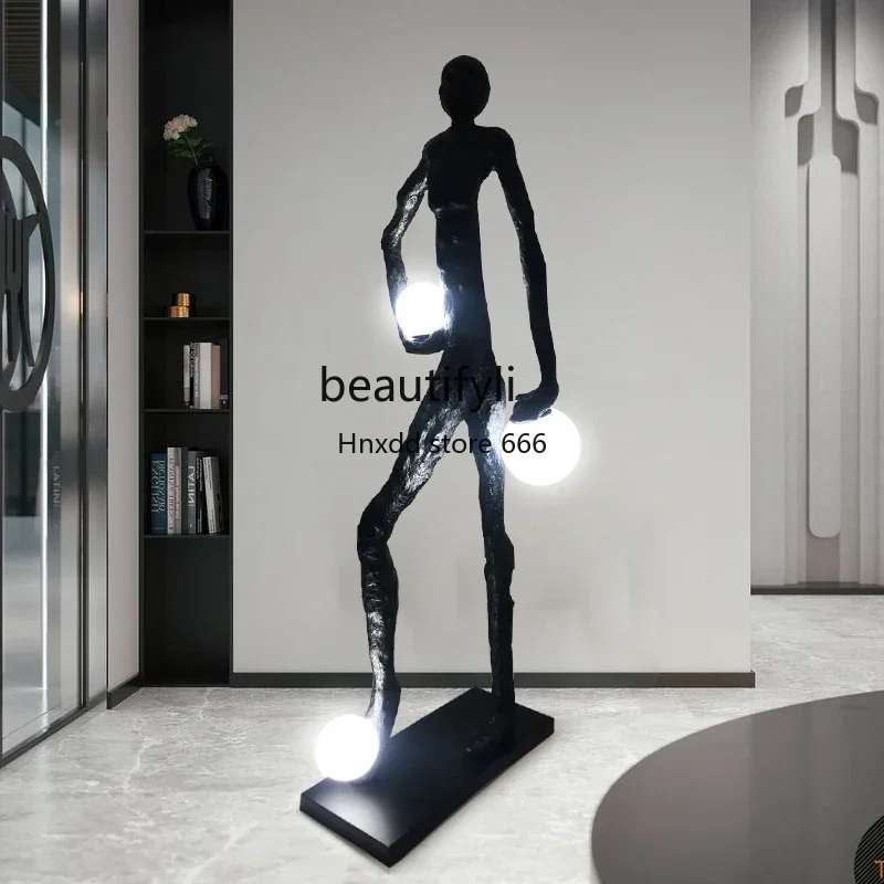 Nordic Sculpture Humanoid Figure Football Floor Lamp Hotel Mall Exhibition Hall Decoration Creative Designer Decorative Lamps