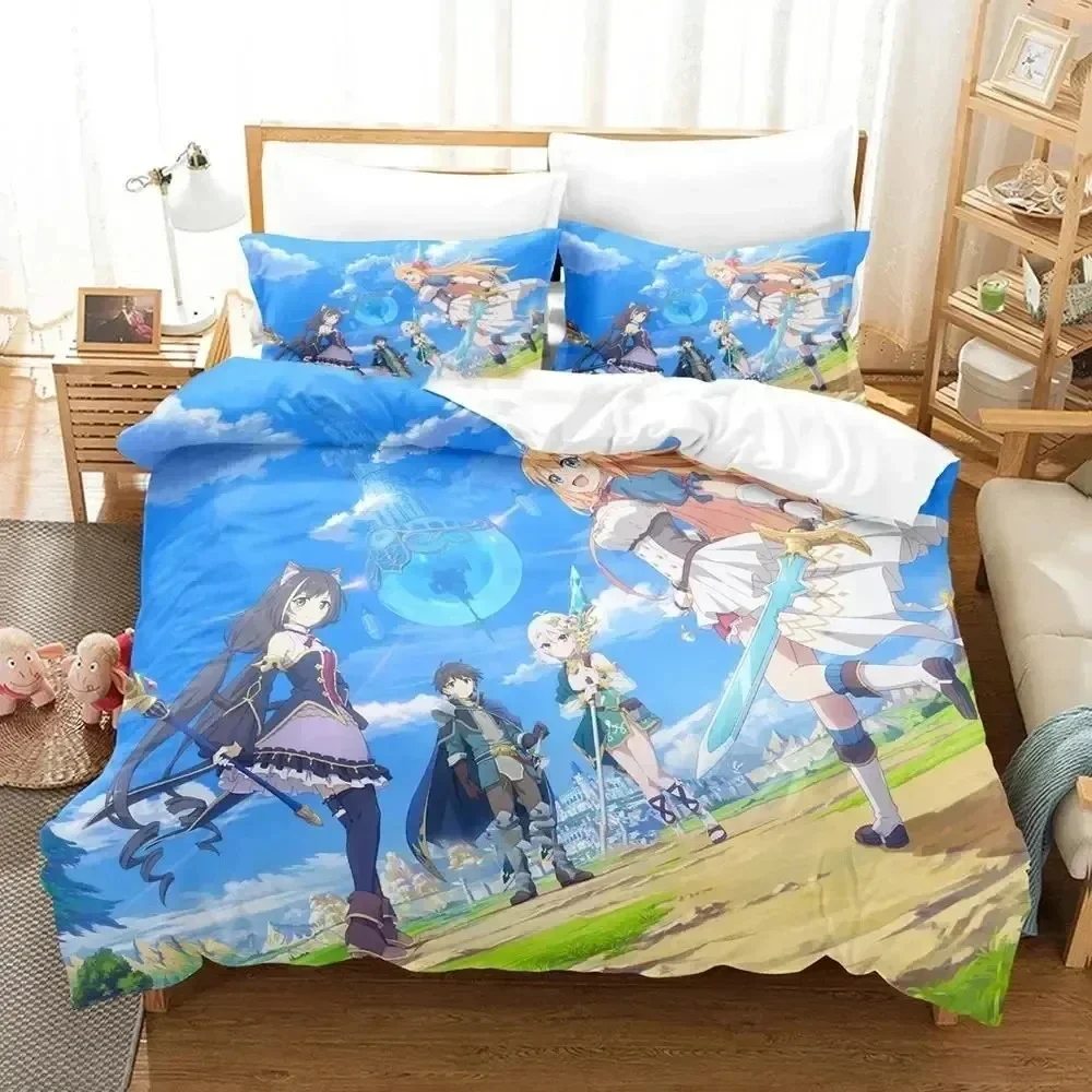 ¡Juego de anime Princess Connect! ReDive Juego de cama Funda nórdica Juego de cama Funda de edredón Funda de almohada Edredón tamaño king Queen niño adulto