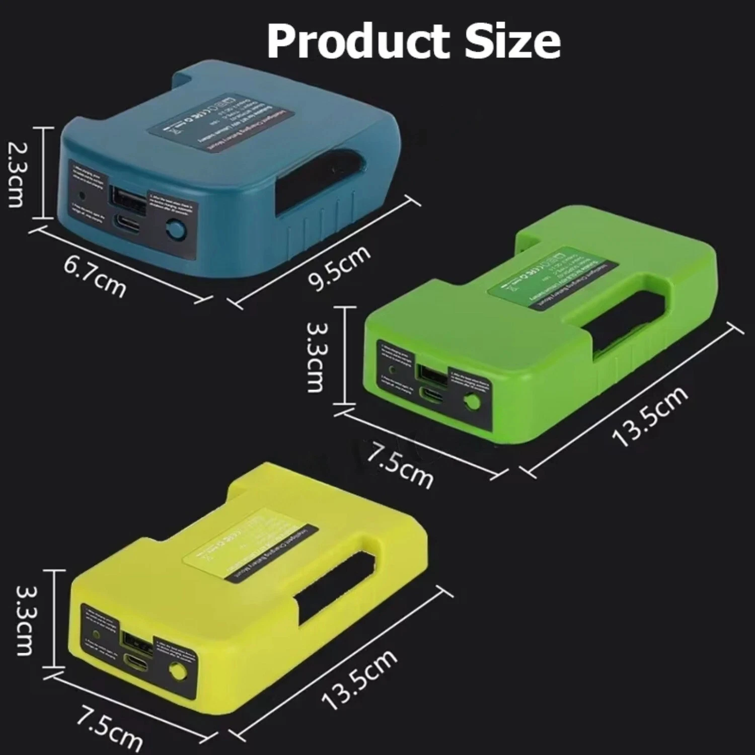 رف شاحن سريع لماكيتا/ريوبي/جرين ووركس 40 فولت بطارية ليثيوم أيون مع منفذ USB من النوع C مشبك حزام محول شاحن محمول