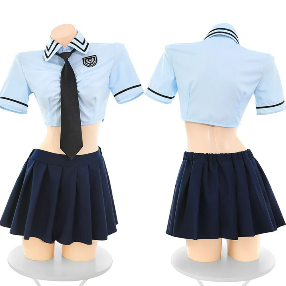 

Womens Student Lingerie Short Skirt Cosplay Uniforms Sexy Hot Parties Maid Costume Sailor JK Uniform Crotchless Pleated Skirt