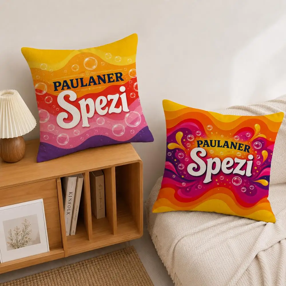 Brand Paulaner Spezi Cushion Cover Natural Linen Pillowcase Set, All-in-One Decor for Sofa, Bedroom & Chair