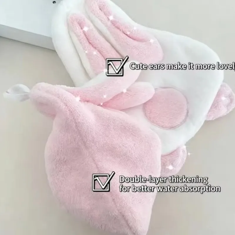 Cute cartoon rabbit soft coral fleece hand towel hanging kitchen super absorbent thick quick drying towel bathroom coral fleece