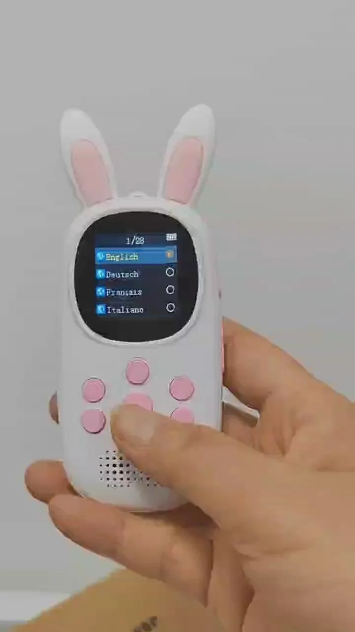 Bunny-mp3プレーヤー,1.44インチ,32g,Bluetooth 5.0,子供向けのかわいいmp3プレーヤー,FMラジオ,録音,アラーム,歩数計をサポート
