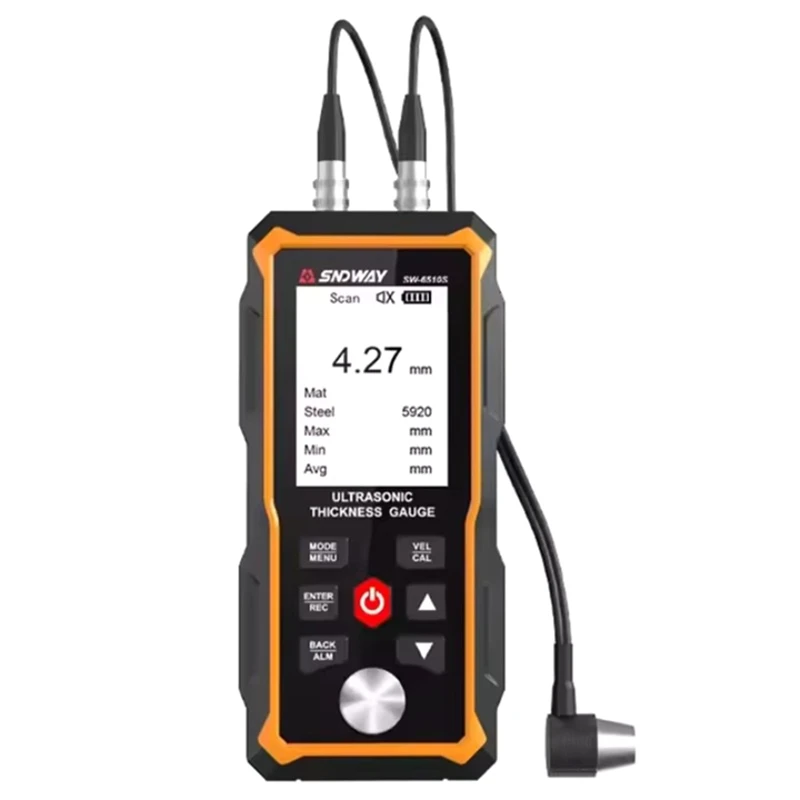 SNDWAY Ultrasonic Thickness Gauge for Steel Metals Plastic Glass PVC Pipes Thickness Gauge Meter Range 1.00-300mm HD Color LCD