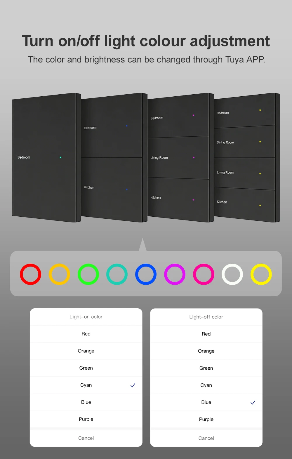 MANHOT Wifi Smart DIY Name Wall Switch US 1/2/3/4/6/8 Push Button Display Screen Glass Panel Radar Function Work with Tuya Alexa
