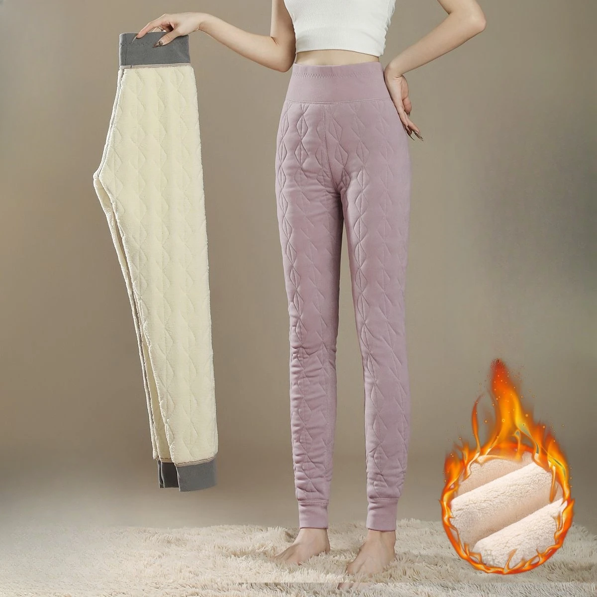 Pantaloni caldi autunno inverno ispessiti da donna Pantaloni spessi speciali Pantaloni a strati base dimagranti taglie forti TT183