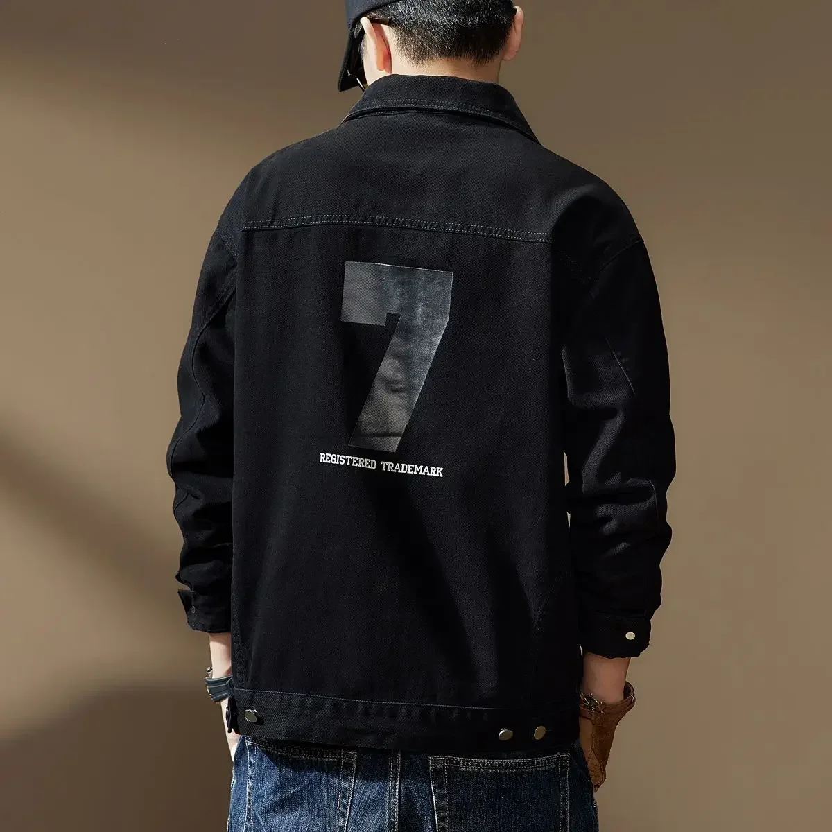 Denim Jackets Man Black Button Jeans Coat for Men Rock Cowboy One 