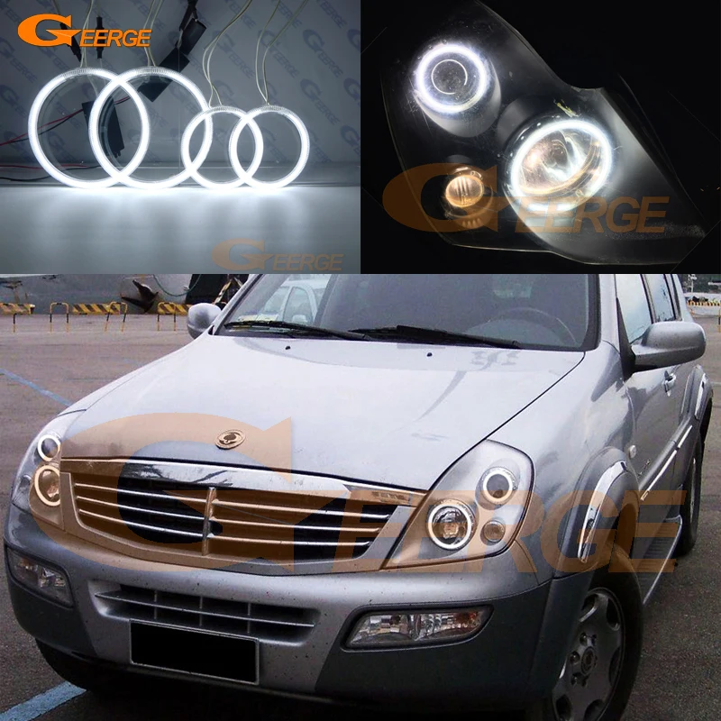 For Ssangyong Rexton DAEWOO 2002-2012 Ultra Bright CCFL Angel Eyes Kit Halo Rings Light Car Accessorie