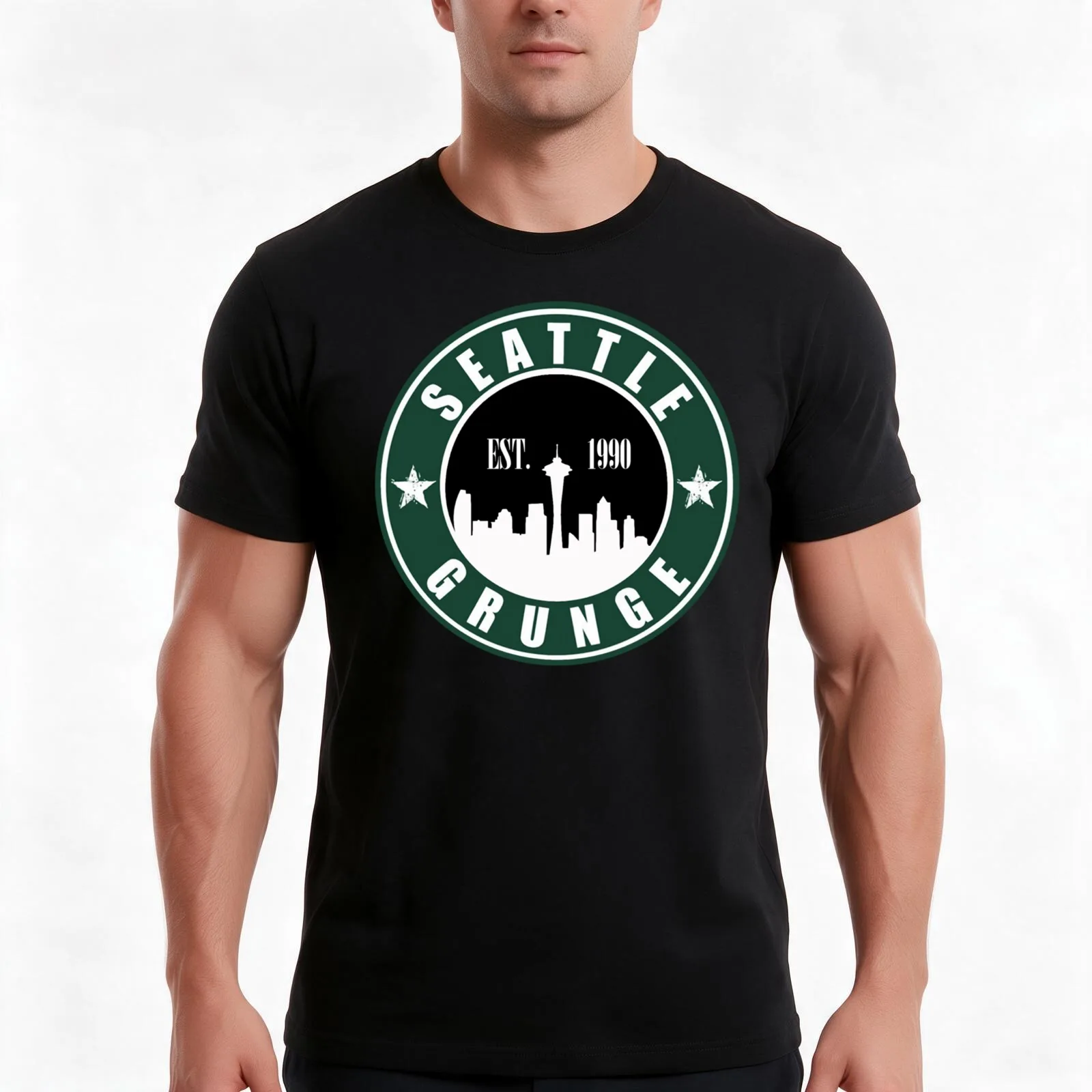Seattle Grunge T-Shirt, Summer Casual Cotton Tee, Oversized Streetwear Tops, Vintage Graphic Print, Loose Fit Short Sleeve