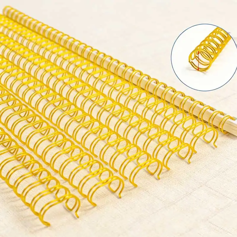 3:1 34 Holes 100pcs Notebook Spring Book Ring Wire Binding A4 Binders Double Wire Yellow Binding Metal YO Coil Calendar Binding