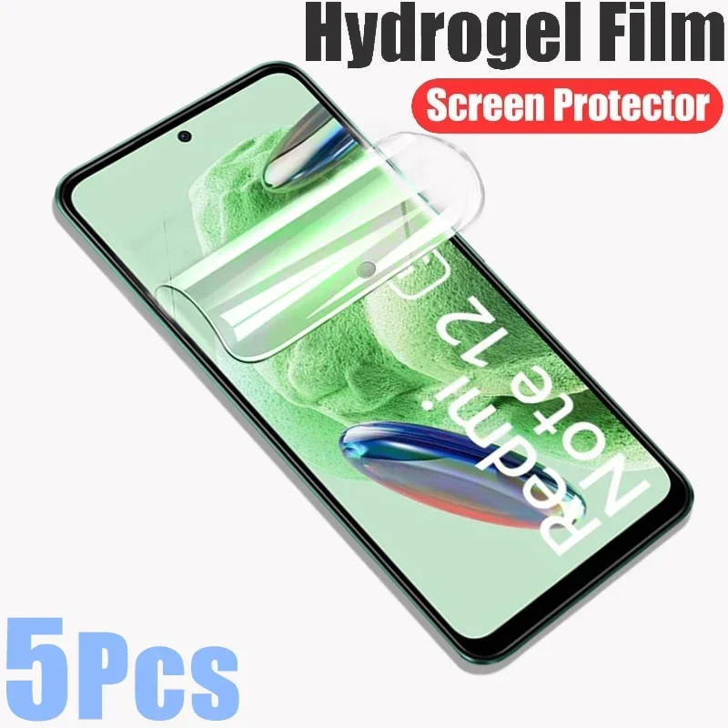 5Pcs Hydrogel Film for Xiaomi Redmi Note 12 Pro Plus 12S Screen Protector Redmi 12C 5G Note 4G Speed Turbo Film