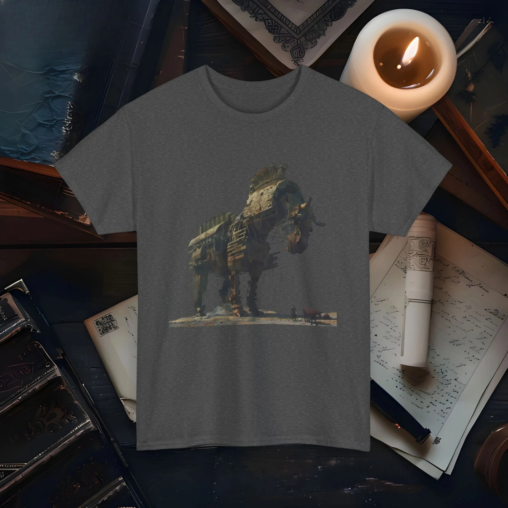 حصان طروادة الأساطير اليونانية الأسطورة القديمة الفن المحملة التصميم الأسطوري حرب طروادة التاريخية تي شيرت هواة الحصان الأسطوري