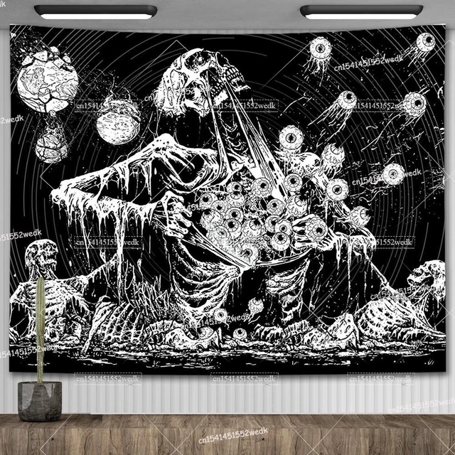 Skull Tapestry Evil Eye Black And White Skeleton Tapestries Wall Hanging Living Room Decor Hippie Trippy Tapestrys For Home AliExpress