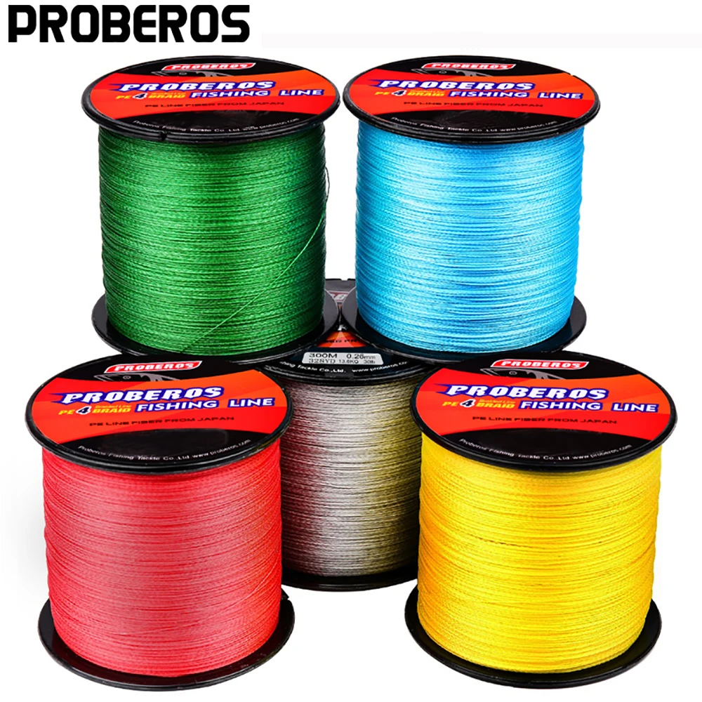 PROBEROS 300/500m Ultra-Strong Fishing Line: Wear-Resistant, 4-Strand PE Braided for Long-Distance Casting & Multi-Load Capacity