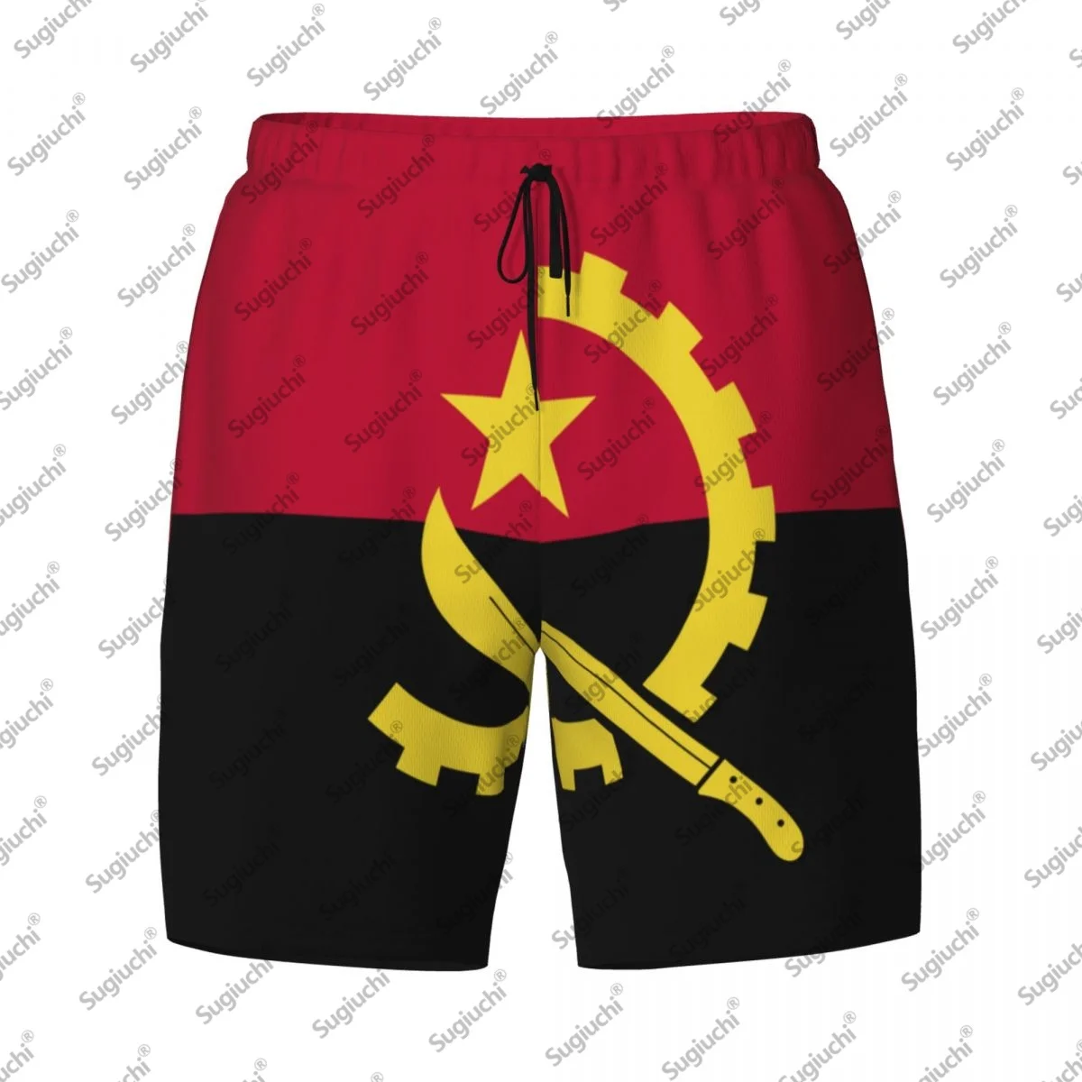 

2025 Ангола Флаг Топ с 3D принтом Мужские плавки Гавайский купальный пляж 2 в 1 Быстросохнущие летние шорты для плавания с карманами