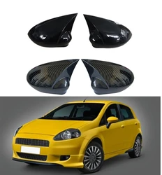 탄소 섬유 자동차 백미러 커버, Fiat Punto 500 2009-2018 용 윙 캡 스티커, 외부 문짝 백미러 케이스 트림