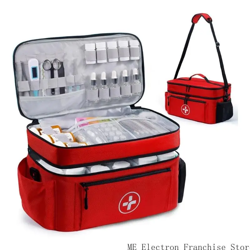 

Water Resistant First Aid Storage Bag With Removable Compartments Suitable For Emergency Supplies Home Travel Essential
