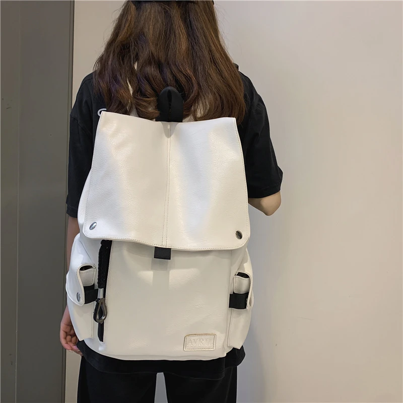 حقيبة ظهر عصرية من الجلد الصناعي بحمالتين للرجال والنساء، مناسبة لطلاب المدارس الثانوية والجامعات، حقيبة كمبيوتر للسفر بأسلوب...