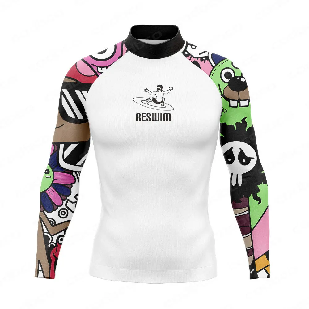 New Men's Rash Guards Swimsuit Long Sleeve Surf Swim T-Shirts Summer Swimming Beach Tight Surfing Clothes UV Protection Shirt image 2